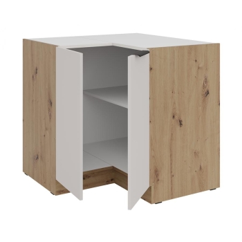 Szafka kuchenna dolna narożna 90x90 DN 1F BB kaszmir/dąb artisan SOLEA