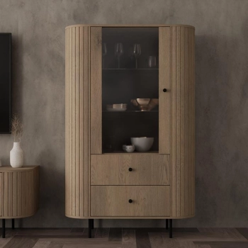 OVALIO DĄB CREMONA - WITRYNA TYP 112 komoda OVAL, witryna glamour, komoda do salonu, meble do salonu, witryna złote nóżki, piekna komoda do salonu.jpg