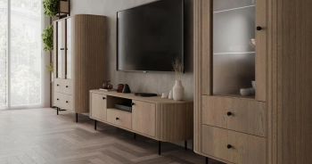 OVALIO DĄB CREMONA - WITRYNA TYP 122, WITRYNA TYP 112, RTV TYP 321 v2 komoda OVAL, witryna glamour, komoda do salonu, meble do salonu, witryna złote nóżki, piekna komoda do salonu.jpg