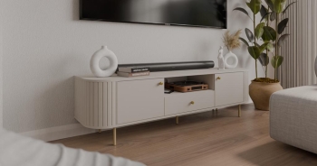 OVALIO BEŻ PIASKOWY - RTV TYP 321 komoda OVAL, witryna glamour, komoda do salonu, meble do salonu, witryna złote nóżki, piekna komoda do salonu.jpg