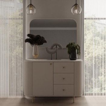 OVALIO BEŻ PIASKOWY - KOMODA TYP 813, LUSTRO TYP 702 v2 komoda OVAL, witryna glamour, komoda do salonu, meble do salonu, witryna złote nóżki, piekna komoda do salonu.jpg
