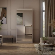 Przejdź do produktu Szafa ELENA BP2D 90 cm  z 2 lustrami  beż piaskowy 