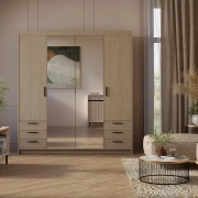 Przejdź do produktu Szafa ELENA DO4D6S - LUSTRO 177 cm dąb olejowany