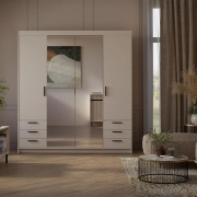 Przejdź do produktu Szafa ELENA BP4D6S - LUSTRO 177 cm beż piaskowy