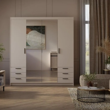 Szafa ELENA 176cm duża pojemna z lustrem i szufladami