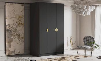 Szafa 150cm uchylna ze złotym uchwytem i półkami