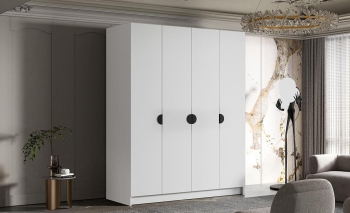 Szafa uchylna 200cm kaszmir biała z drążkiem i półkami