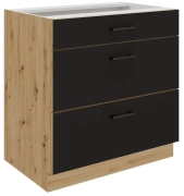 Przejdź do produktu Szafka kuchenna dolna szufladowa 80 D 3S BB PREMIUM BOX czarny mat MODERNO (1)