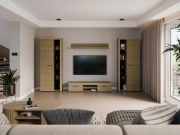 Przejdź do produktu Meblościanka ROMA XL DO01 dąb olejowany / dąb olejowany szer. 300 cm x wys.190cm x gł.40,2cm witryna komoda szafka RTV LED półka