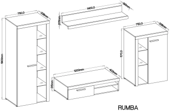 Meblościanka ROMA WH01 biały / biały