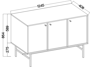 Komoda 3 JAKATA 813 3F czarny grafit