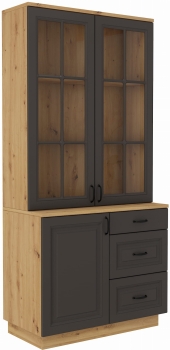 Komoda FLORA GRAR 100 1D3S grafit mat/dąb artisan