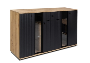 Komoda SARSA MDF LAMELE BL/AR20 czarny/dąb artisan