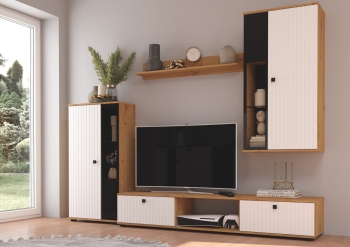 Meblościanka SARSA WHAR 01 biały/dąb artisan