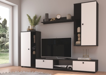 Meblościanka SARSA MDF LAMELE  WH/MAT 01 biały/matera