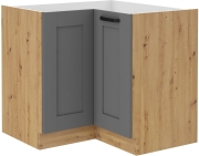 Przejdź do produktu Szafka kuchenna dolna narożna 90x90 DN 1F BB ciemny szary/dab artisan mat LUNEA DUSTGREY/AR