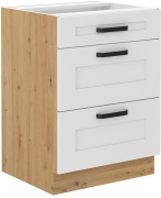 Przejdź do produktu Szafka kuchenna dolna szufladowa 60 D 3S BB biały mat / dąb artisan LUNEA WH/AR