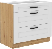 Przejdź do produktu Szafka kuchenna dolna szufladowa 80 D 3S BB biały mat/ dąb artisan LUNEA WH/AR