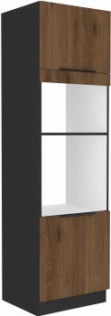 Słupek kuchenny 60 DPM-210 2F orzech okapi/czarny mat MONZANA