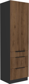 Słupek kuchenny 60 DKS-210 3S 1F orzech okapi/czarny mat MONZANA
