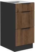 Przejdź do produktu Szafka dolna szufladowa 40 D 3S BB orzech okapi/czarny mat MONZANA