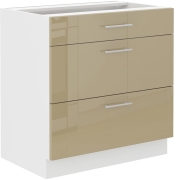 Przejdź do produktu Szafka kuchenna dolna szufladowa 80 D 3S BB QUADRO cappuccino połysk  LAURA CAPPUCCINO