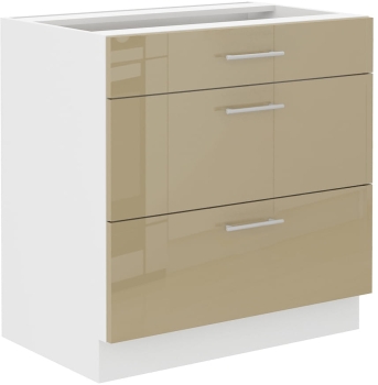 Szafka kuchenna dolna szufladowa 80 D 3S BB QUADRO cappucino połysk  LARA CAPPUCINO