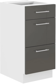 Szafka dolna szufladowa 40 D 3S BB QUADRO szary połysk LARA GREY