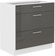 Przejdź do produktu Szafka kuchenna dolna szufladowa 80 D 3S BB QUADRO szary połysk  LAURA GREY