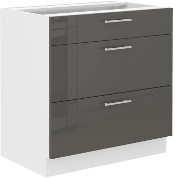 Szafka kuchenna dolna szufladowa 80 D 3S BB QUADRO szary połysk  LARA GREY