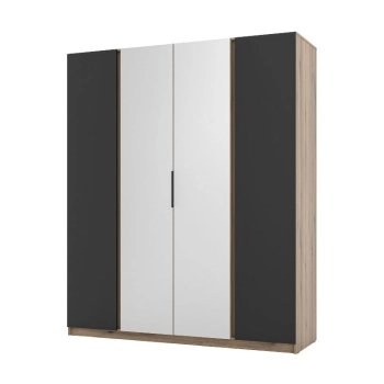 Szafa MAJA 2F 2LUSTRO EV/BL front czarny/korpus dąb evoke