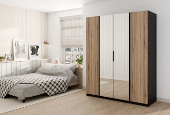 Szafa MAJA  2F 2LUSTRO  BL/EV front dąb evoka/korpus czarny