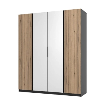 Szafa MAJA  2F 2LUSTRO  BL/EV front dąb evoka/korpus czarny
