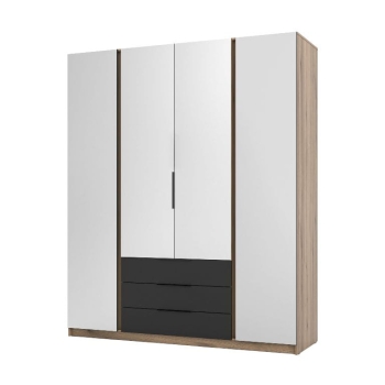Szafa MAJA 4LUSTRO 3S EV/BL front czarny/korpus dąb evoke