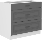 Przejdź do produktu Szafka kuchenna dolna szufladowa 80 D 3S BB ciemny szary/biały mat KLEO DUSTGREY/WH