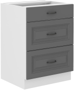 Przejdź do produktu Szafka kuchenna dolna szufladowa 60 D 3S BB ciemny szary/biały mat  KLEO DUSTGREY/WH