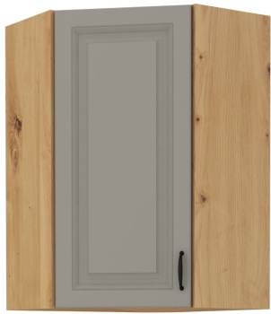 Szafka kuchenna górna narożna 58x58 GN-90 1F jasny szary mat / dąb artisan KLEO CLAYGREY/AR