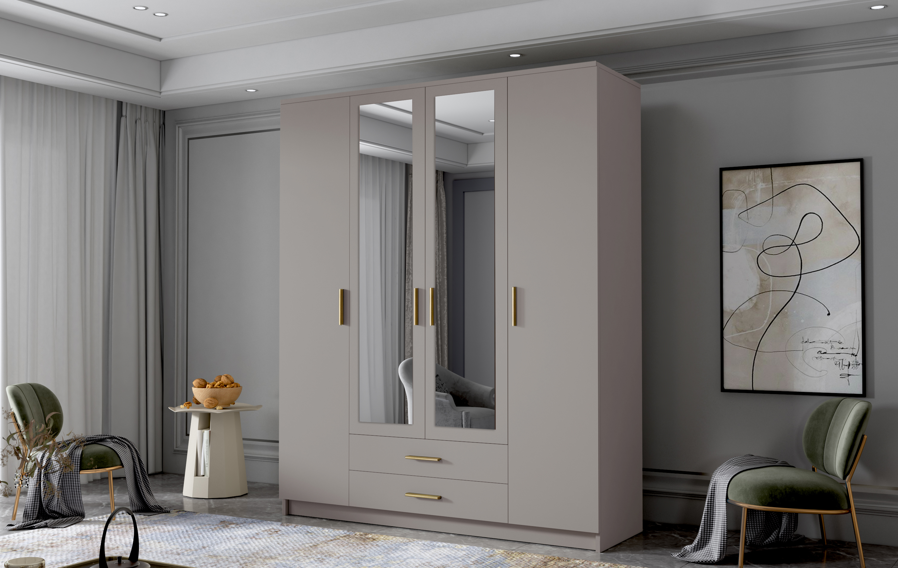 Szafa klasyczna z lustrem i szufladami otwierana