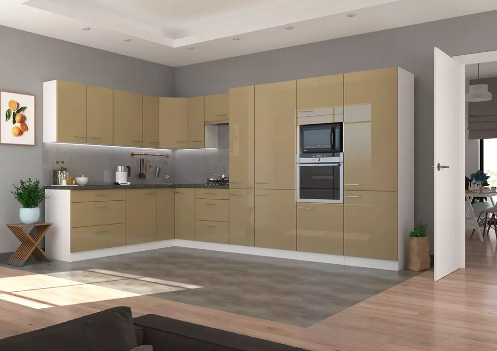 meble kuchenne krem cappucino połysku modułowe szafki na wymiar