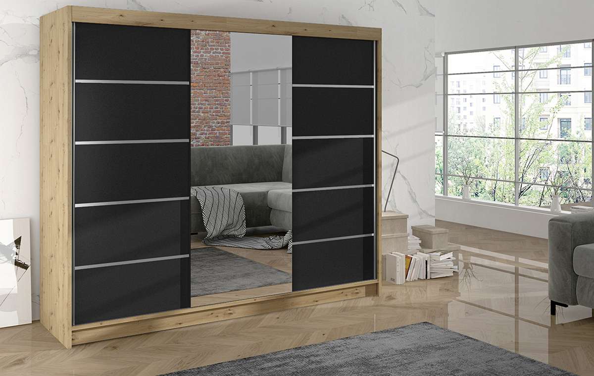 derby6_artisan_czany,200cm Szafa DERBY (NICO), szafa przesuwna, garderoba, szafa do sypialni, szafa z lustrem.jpg