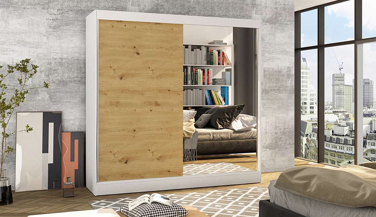 basti1_bialy_artisan,200cm Szafa BASTI (NOVA), szafa przesuwna, garderoba, szafa do sypialni, szafa z lustrem.jpg