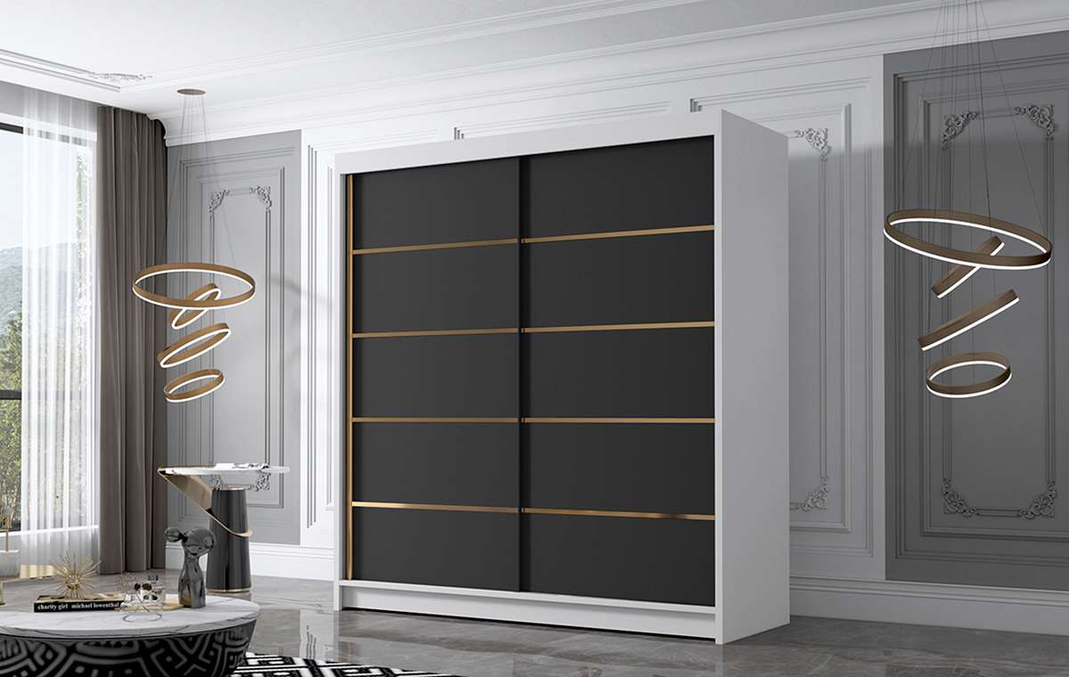 bali4_bialy_czarny,180cm Szafa Bali (KAMELIA), szafa przesuwna, garderoba, szafa do sypialni, szafa z lustrem.jpg