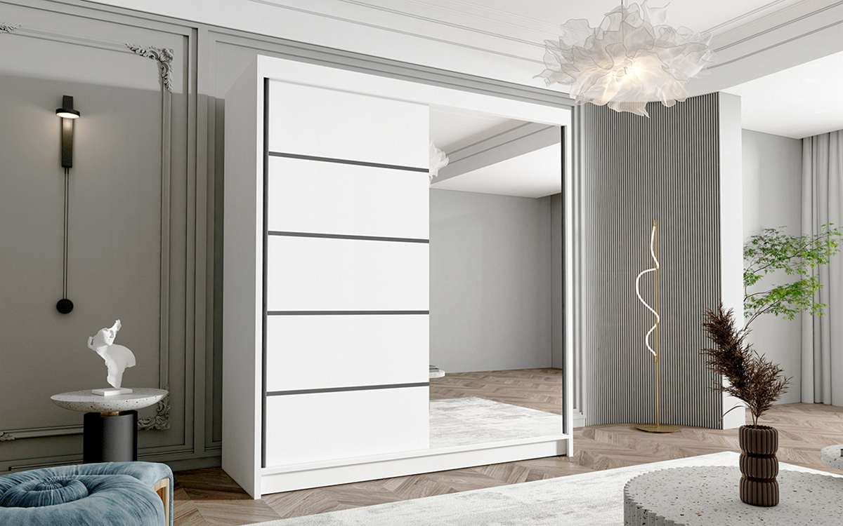 hugo3_bialy,180cm Szafa HUGO (KORA), szafa przesuwna, garderoba, szafa do sypialni, szafa z lustrem.jpg