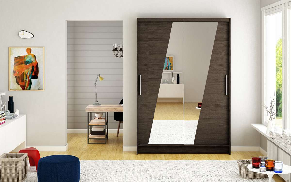 miami8_choco,120cm Szafa MIAMI (CLARA), szafa przesuwna, garderoba, szafa do sypialni, szafa z lustrem.jpg