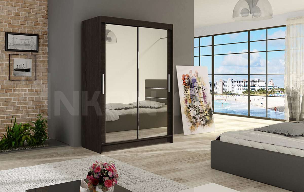miami7_choco,120cm Szafa MIAMI (CLARA), szafa przesuwna, garderoba, szafa do sypialni, szafa z lustrem.jpg