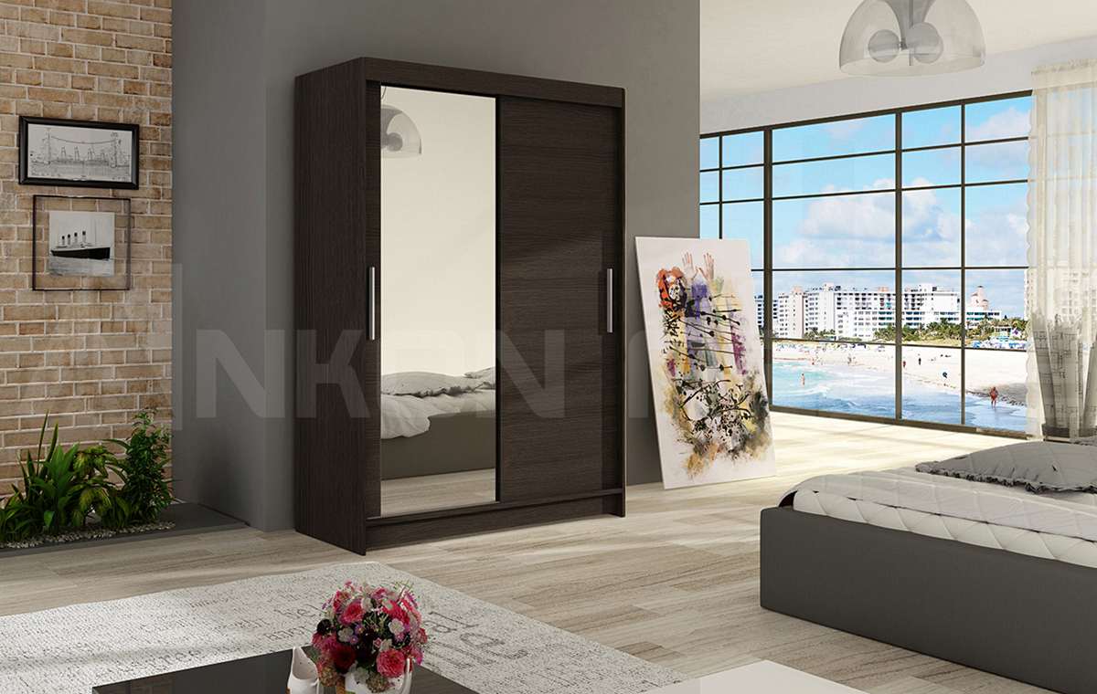 miami6_choco,120cm Szafa MIAMI (CLARA), szafa przesuwna, garderoba, szafa do sypialni, szafa z lustrem.jpg