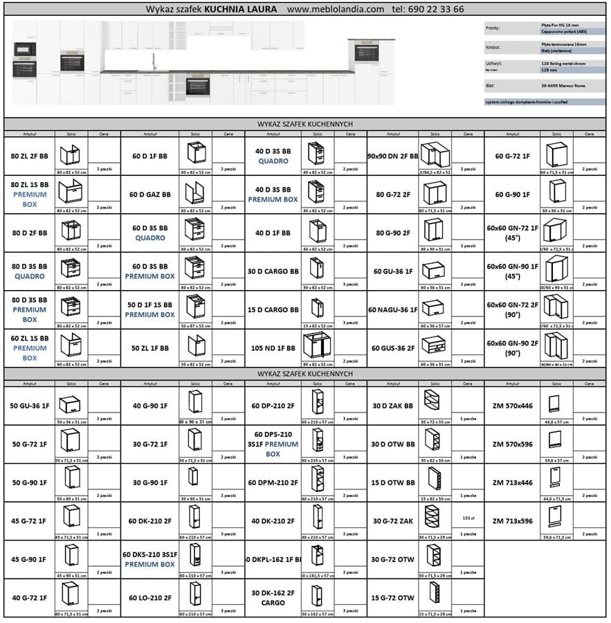 LAURA Kuchnie wykaz bez cen_page-0001, meble kuchenne, kuchnia na wymiar, szafki kuchenne, szafki do kuchni MDF, kuchnia w połysku, blaty kuchenne.jpg