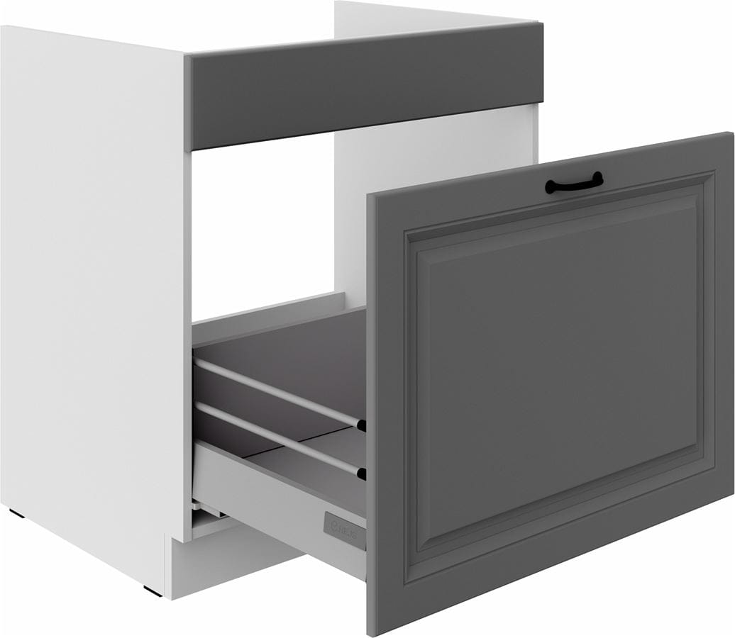 Szafka kuchenna dolna zlewowa, szufladowa 80 ZL 1S BB ciemny szary/ biały mat KLEO DUSTGREY/WH