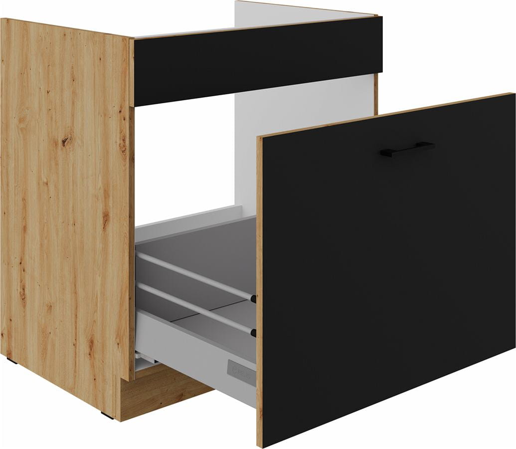 Szafka kuchenna dolna zlewowa, szuflada 80 ZL 1S BB czarny mat MODERNO