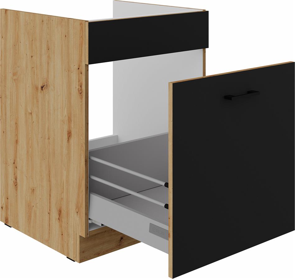 Szafka kuchenna dolna zlewowa, szuflada 60 ZL 1S BB czarny mat MODERNO